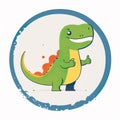 Cute illustration of a dinosaur, logo style