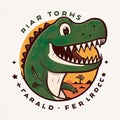 Cute illustration of a dinosaur, logo style