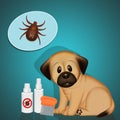 Illustration of flea products for dogs