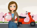 Illustration of girl motorcyclist Royalty Free Stock Photo