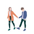 A cute illustration of a guy and a girl walking in a place. Ideas on the topic of communication and understanding Royalty Free Stock Photo