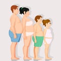 Illustration of overweight family