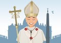 Illustration of Pope celebrates blessing at the Vatican