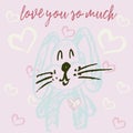 Cute illustration, postcard. Valentine's Day. Congratulations, declarations of love Royalty Free Stock Photo