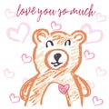 Cute illustration, postcard. Valentine's Day. Congratulations, declarations of love Royalty Free Stock Photo