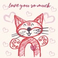 Cute illustration, postcard. Valentine's Day. Congratulations, declarations of love Royalty Free Stock Photo