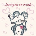 Cute illustration, postcard. Valentine's Day. Congratulations, declarations of love Royalty Free Stock Photo