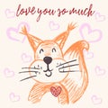 Cute illustration, postcard. Valentine's Day. Congratulations, declarations of love Royalty Free Stock Photo