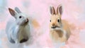 Rabbits painting illustration for easter Royalty Free Stock Photo