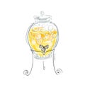 Cute illustration sketch lemonade bottle on stand