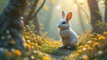 Cute illustration of two easter bunnys in a forest Royalty Free Stock Photo