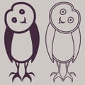 Two weird staring cartoon owls