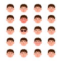 Cute illustrations set of boys with different emotions
