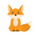 A cute image of a cartoon red fox. A simple illustration of a sitting animal. Isolated vector on pure white background. Royalty Free Stock Photo