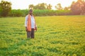 Cute Indian baby boy playing at gardenIndian farmer at the chickpea field Royalty Free Stock Photo