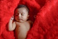 Cute Indian baby girl sleeping on bed Royalty Free Stock Photo