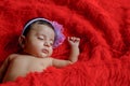 Cute Indian baby girl sleeping on bed Royalty Free Stock Photo