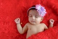 Cute Indian baby girl sleeping on bed Royalty Free Stock Photo