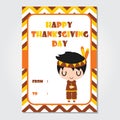 Cute Indian boy is sleeping cartoon illustration for thanksgiving`s day card design