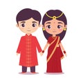 Cute Indian Wedding Couple Wearing Traditional Attire in Standing Royalty Free Stock Photo