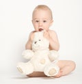 Cute Infant with Teddy Bear