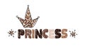 Cute inscription Princess text with crown. Little princess t-shirt print. Childish design for apparel, nursery, cards