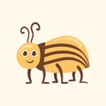 Cute insect characters, bug worm, beetle flat. Royalty Free Stock Photo