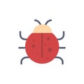 Cute, Insect, Ladybug, Nature, Spring  Flat Color Icon. Vector icon banner Template Royalty Free Stock Photo