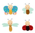 Cute insects set Royalty Free Stock Photo