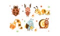 Cute Insects Set, Ladybug, Beetle, Deer, Caterpillar, Snail Childish Prints Vector Illustration Royalty Free Stock Photo