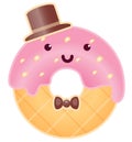 Cute Intelligent Donut Character Cartoon