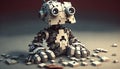 Cute introverted robot jigsaw puzzle. Generative AI