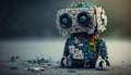 Cute introverted robot jigsaw puzzle. Generative AI