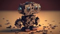 Cute introverted robot jigsaw puzzle. Generative AI