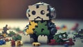 Cute introverted robot jigsaw puzzle. Generative AI