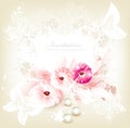 Cute invitation wedding card with flowers