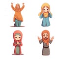 cute islamic character women vector flat