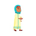 cute islamic girl carrying candle in mosque cartoon vector