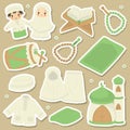 Cute Islamic Prayer or Shalat Equipment Vector Set