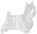Adult coloring book,page a cute isolated dog for relaxing.Zen art style illustration.