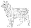 Adult coloring book,page a cute isolated dog for relaxing.Zen art style illustration.