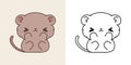 Cute Isolated Gerbil Clipart Illustration and Black and White. Funny Isolated Baby Animal. Isolated Vector Illustration