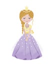 Cute isolated princess on a white background.