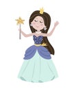 Cute isolated princess on a white background.