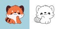 Cute Isolated Red Panda Illustration and For Coloring Page. Cartoon Clip Art Baby Animal. Isolated Vector Illustration Royalty Free Stock Photo