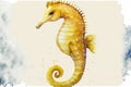 Cute isolated watercolor illustration of a yellow seahorse against a white background Royalty Free Stock Photo