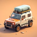 Cute isometric Jimny car big bullbar emoji Royalty Free Stock Photo