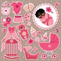 Cute items for mulatto baby girl Royalty Free Stock Photo