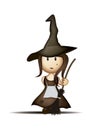 Cute little witch with broom