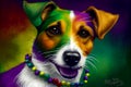 Cute dog dressed up in costume for Mardi Gras